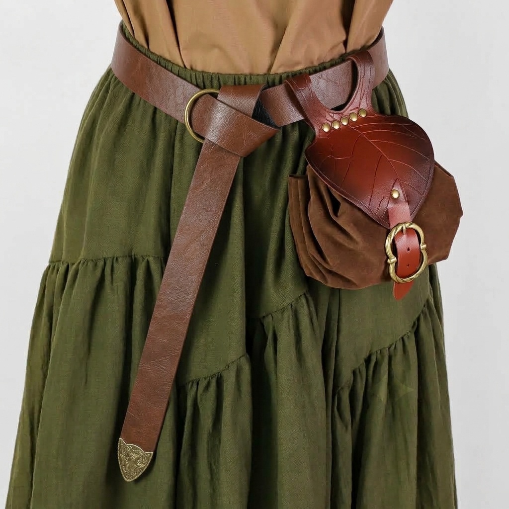 Cosplay Prop - 2 ชิ้น อุปกรณ์เสริมชุดเทศกาลยุคกลาง เข็มขัดคาดเอวหนัง PU วินเทจ