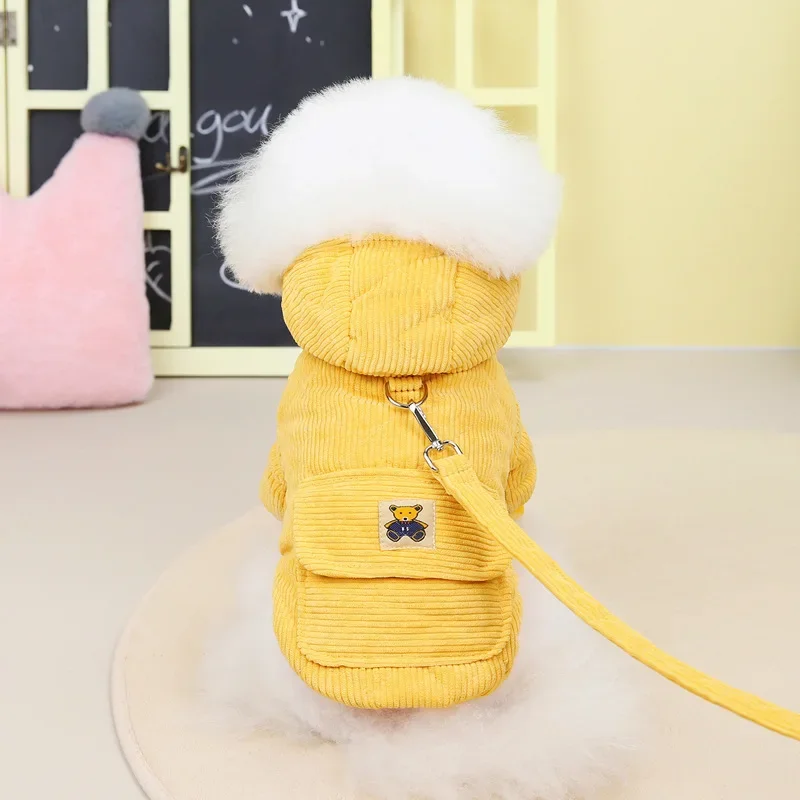 Corduroy สุนัข Coat With Leash - D Ring Strap บทวิจารณ์และราคา